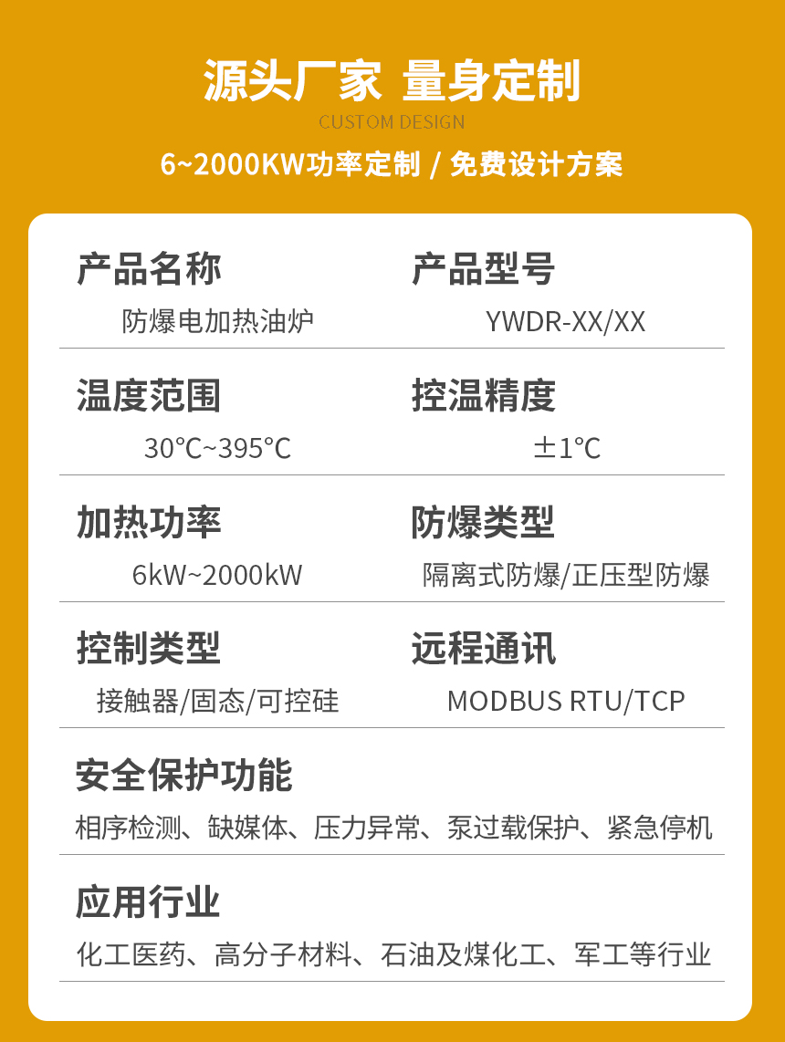 正壓防爆導熱油爐參數